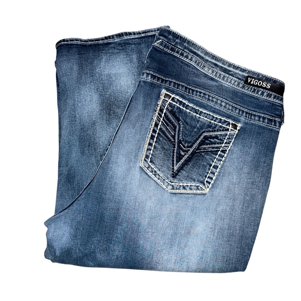Vigoss Chelsea Heritage Fit Straight Leg Capris Womens Plus Size 26 22 Blue